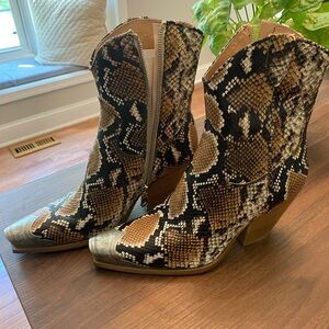 FREE PEOPLE Taupe Brayden Snake Western Boots